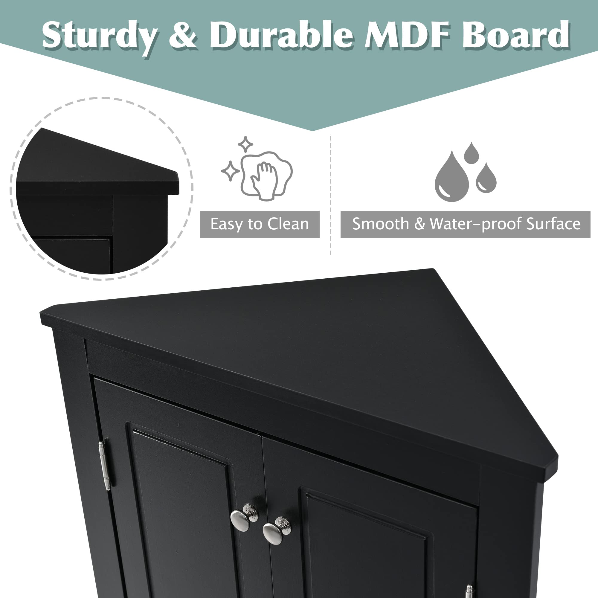 P PURLOVE Adjustable Bathroom Storage Cabinet - Triangle Freestanding Floor Organizer with Ample Space for Bathroom, Kitchen & Living Room | Perfect for Small Spaces, Home Organization & Bath Essentials Storage