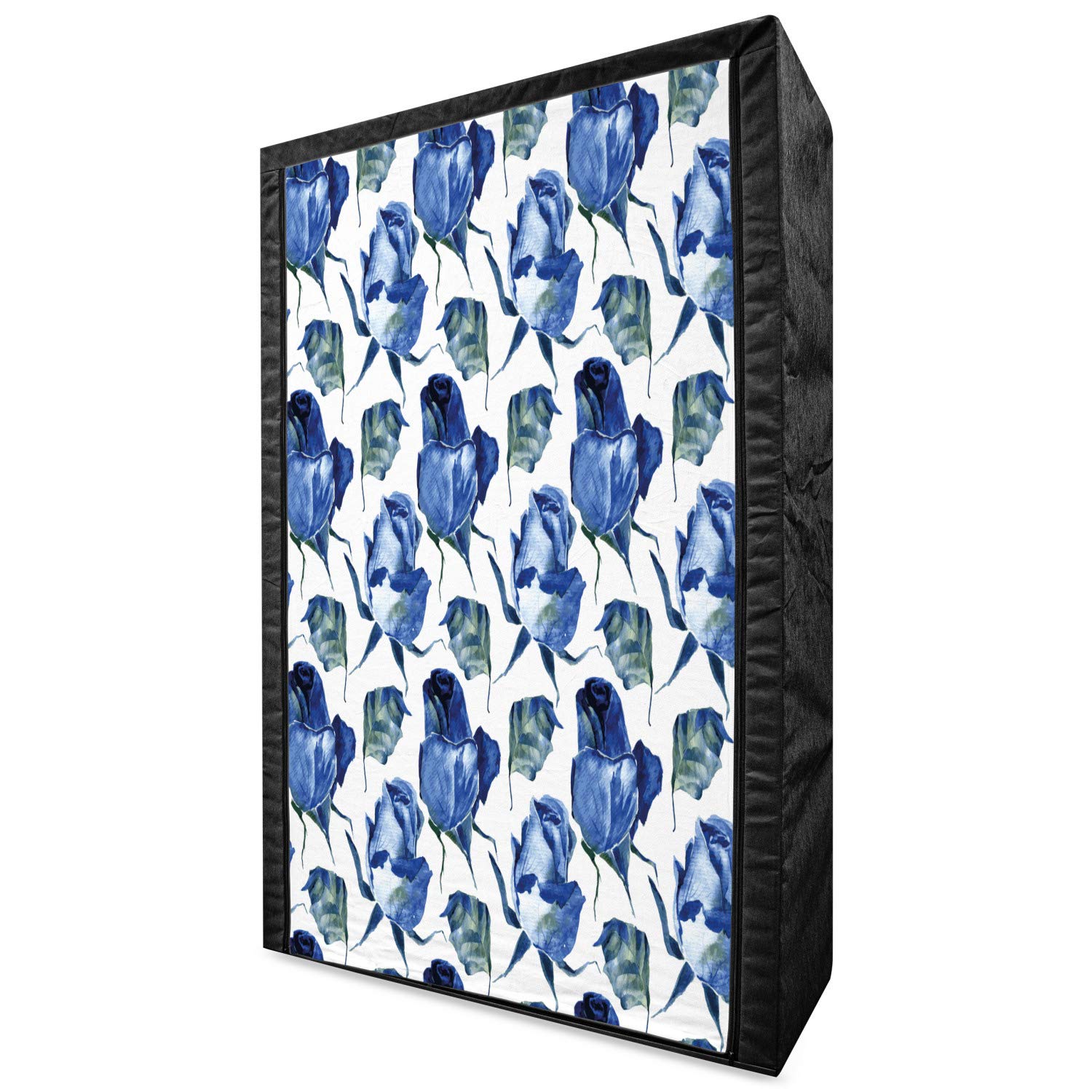 Ambesonne Watercolor Fabric Wardrobe - Hand Painted Roses & Leaves Floral Design, Portable Clothing Organizer with Shelves, 42.5 Inch Storage Closet in Violet Blue Slate - Perfect for Bedroom, Closet & Dorm Organization