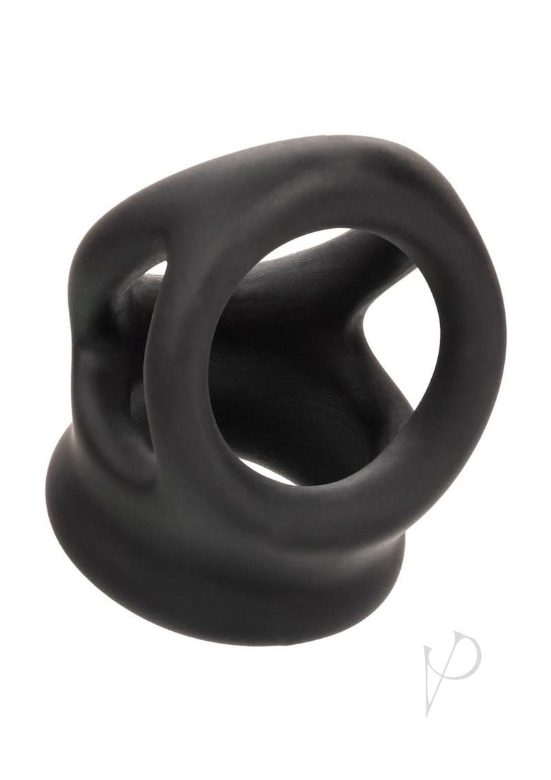 Alpha Liquid Silicone Dual Cage and Ring - Black | Comfortable Stretchy Cock Ring for Men | Perfect for Couples Play & Solo Pleasure