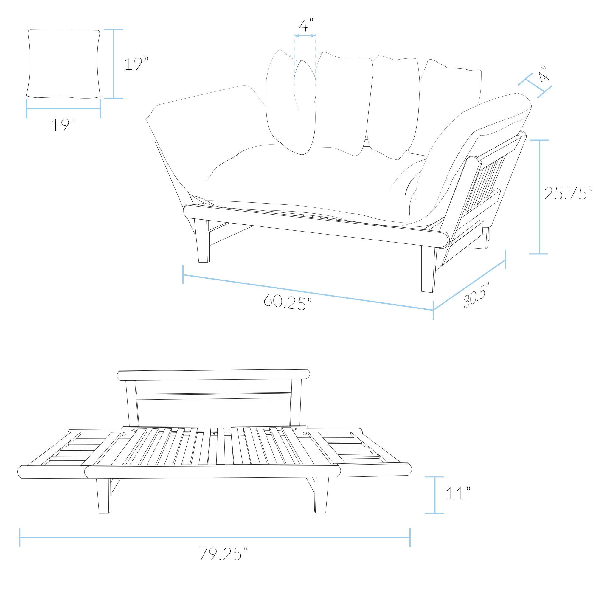 Casual Home Fabric Lounger Sofa Bed with Removable Cover - Single Size for Small Spaces, Living Room, Dorm, or Guest Room | Comfortable and Stylish Sleeper Sofa for Relaxing & Napping