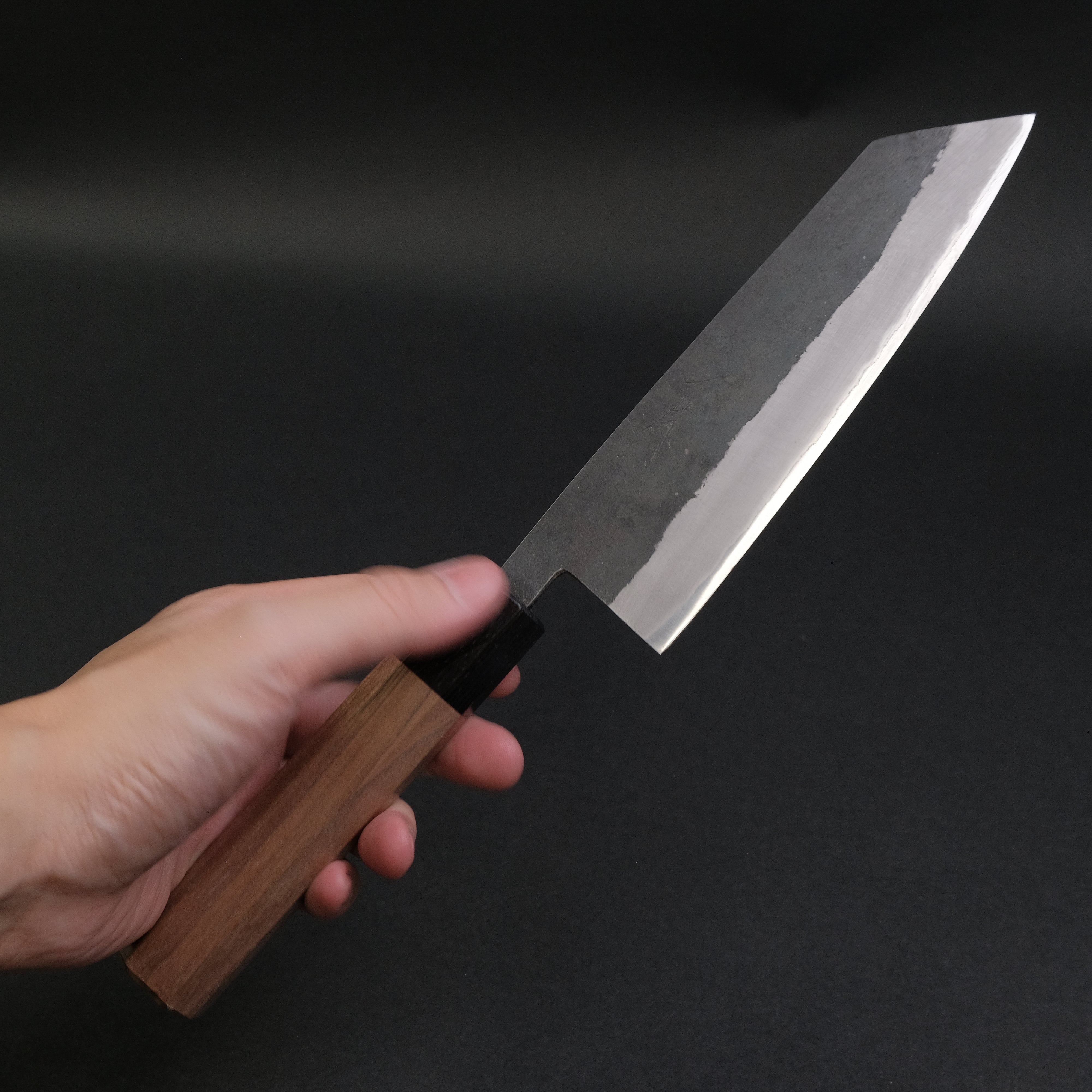 Hitohira Harima Forged Blue #2 Stainless Clad Kurouchi Bunka Knife 165mm with Walnut Handle - Japanese Kitchen Knife for Slicing, Dicing & Precision Cutting - Perfect for Home Chefs & Professional Kitchens