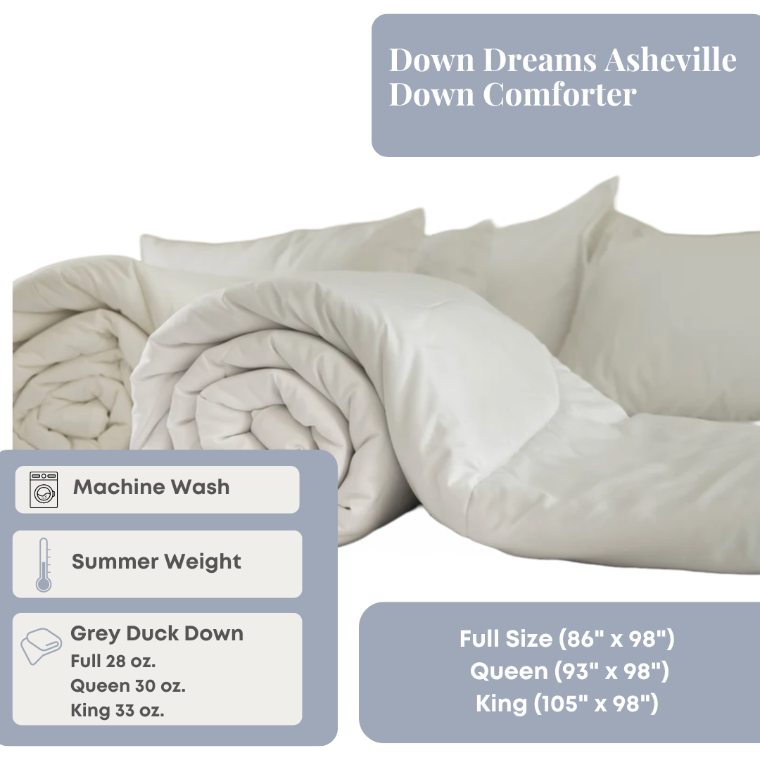 Down Dreams Asheville Down Comforter - Baffle Box Design, Lightweight & Breathable All-Season Bedding for Ultimate Comfort | Perfect for Master Bedroom, Guest Room & Cozy Nights