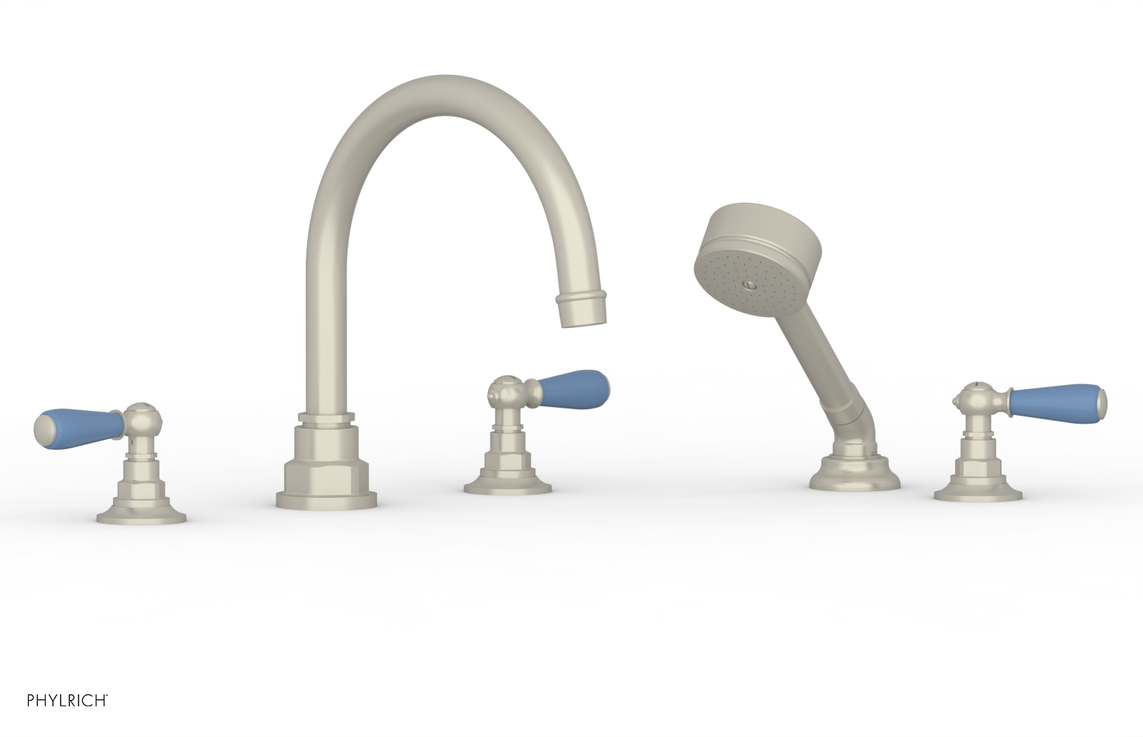 Jamestown Deck Tub Set with Hand Shower - Lever Handles & Light Blue Accents (165-49) - Perfect for Outdoor Bathing & Relaxation in Your Backyard or Patio
