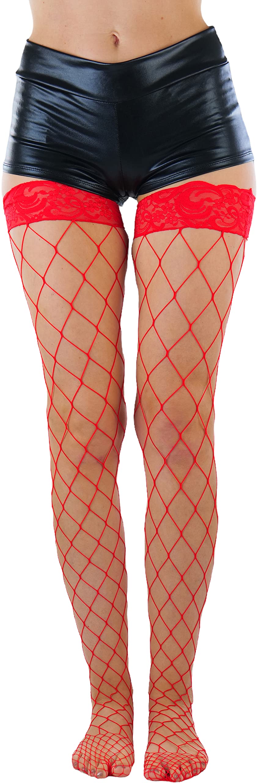 ToBeInStyle Women's Bright & Vibrant Fishnet Thigh High Stockings - Sexy Fashion Tights for Parties, Cosplay & Night Out