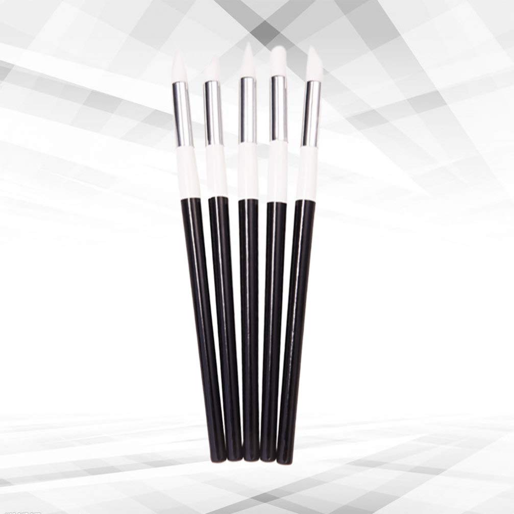 5pcs Nail Art Brush Set - Silicone Polymer Clay Tools & Nail Polish Carving Pens for Professional Manicure - Perfect for Nail Painting, Acrylic Nail Design, and DIY Nail Art at Home or Salon