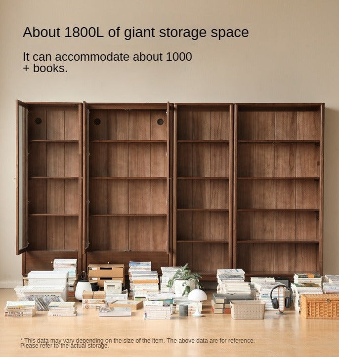 Solid Black Walnut & Oak Wood Bookcase - Customizable Wall-Mounted Bookshelf for Living Room, Home Office & Library Storage
