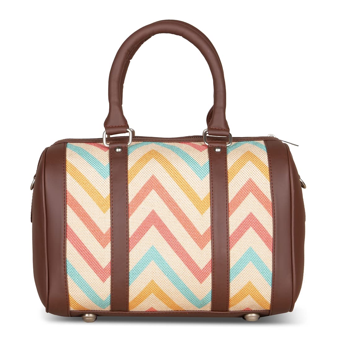 ZOUK Women's Vegan Leather Handbag - Printed Designer Purse with Double Handles & Detachable Crossbody Strap | Stylish Everyday Tote for Work, Shopping & Travel