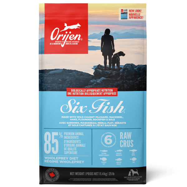 Orijen Six Fish Dry Dog Food - Premium Grain-Free Recipe for Adult Dogs - High Protein & Omega-3 for Healthy Skin & Coat - Ideal for Active Dogs & Outdoor Adventures