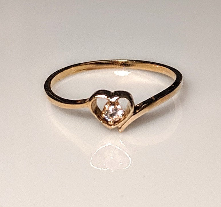 10K Solid Gold Heart Promise Ring with Natural Birthstone - Sapphire, Ruby, Emerald, Topaz, Peridot, Garnet or Amethyst | Size 4-7 | Perfect for Anniversaries, Engagements & Valentine's Gifts