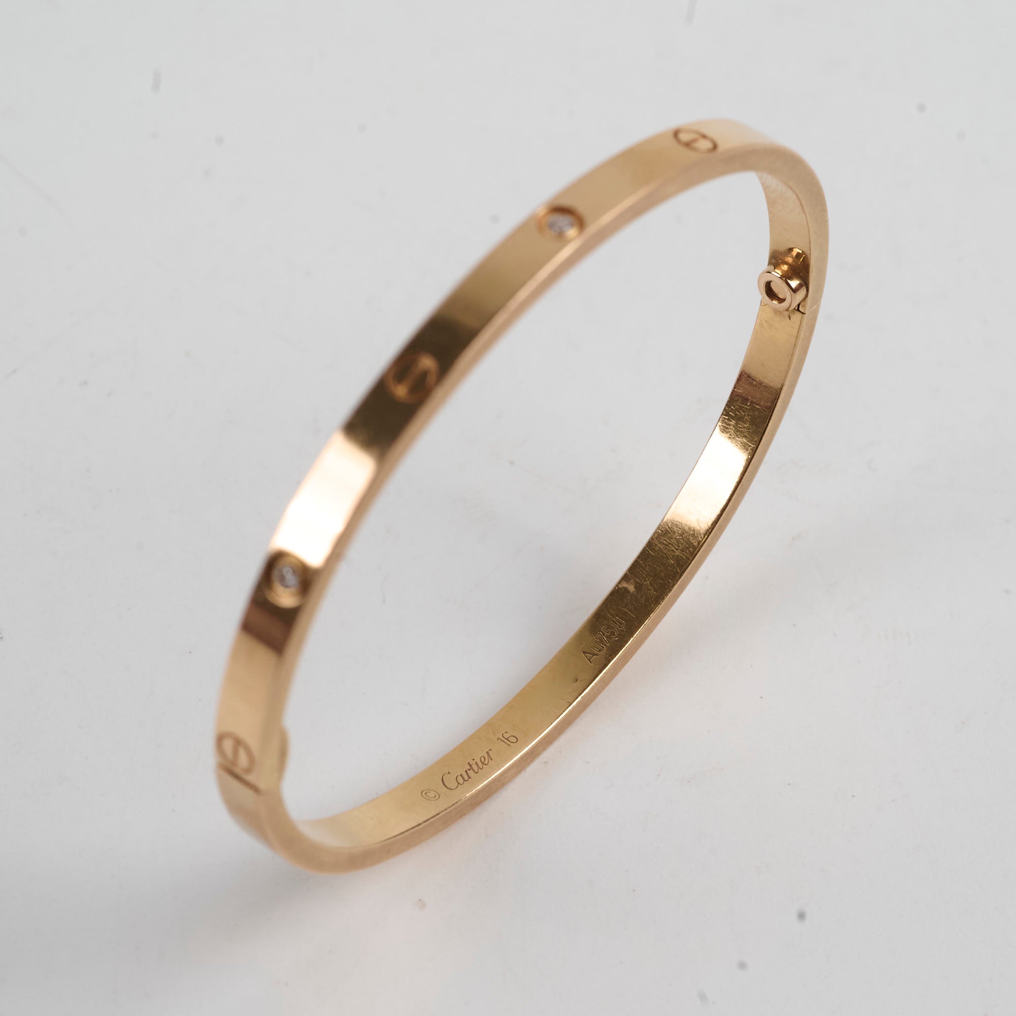 Cartier Love Bracelet 18K Rose Gold with Diamonds - Small Model Size 16 - Luxury Jewelry Gift for Women, Anniversary & Special Occasions