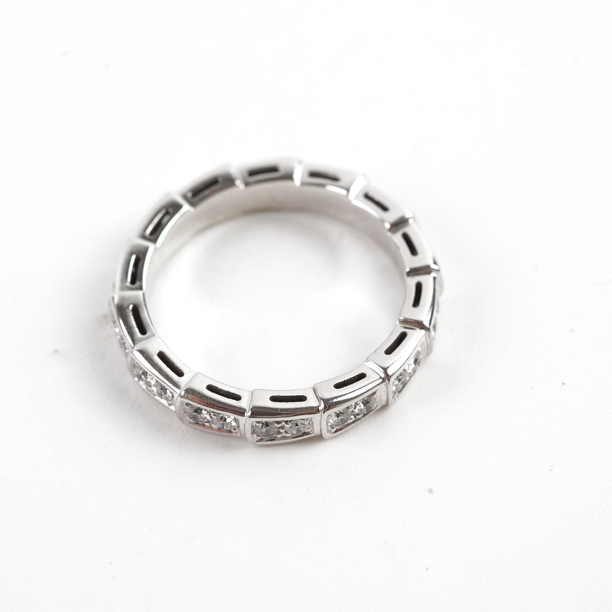 Bvlgari Serpenti Viper Ring in White Gold with Diamonds - Size 51 | Luxury Jewelry for Women, Perfect for Weddings, Anniversaries & Special Occasions