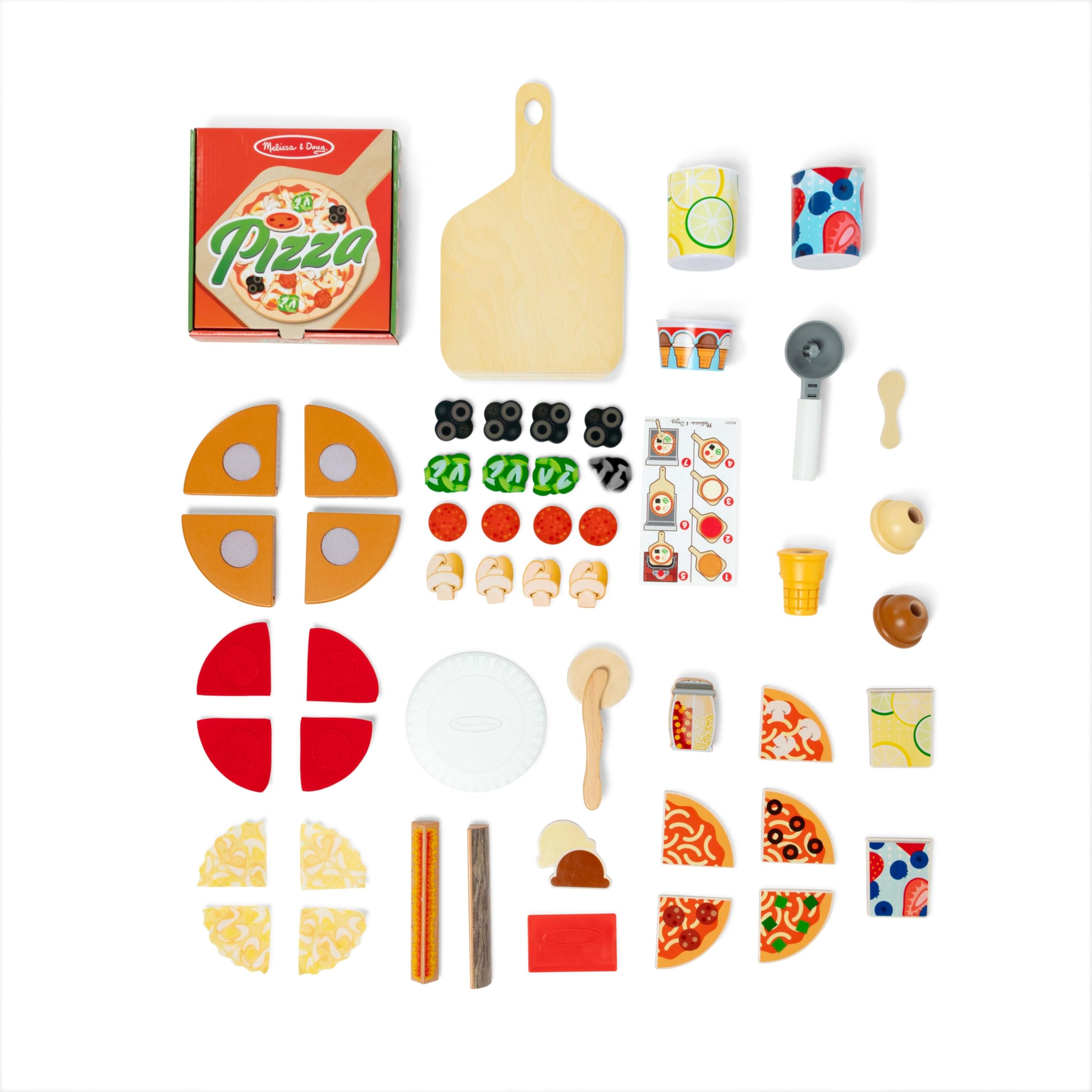 Melissa & Doug Wooden Pizza Food Truck Playset with 30+ Play Food Pieces - Pretend Play Kitchen Toy for Kids Ages 3+ - Perfect for Imaginative Play, Birthday Gifts & Preschool Learning Activities
