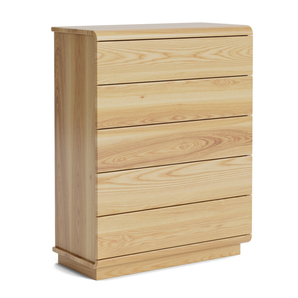 Karamea 5-Drawer Tallboy Dresser - Solid Ash Wood Chest of Drawers for Bedroom Storage & Organization | Perfect for Master Bedroom, Guest Room, or Dorm Furniture