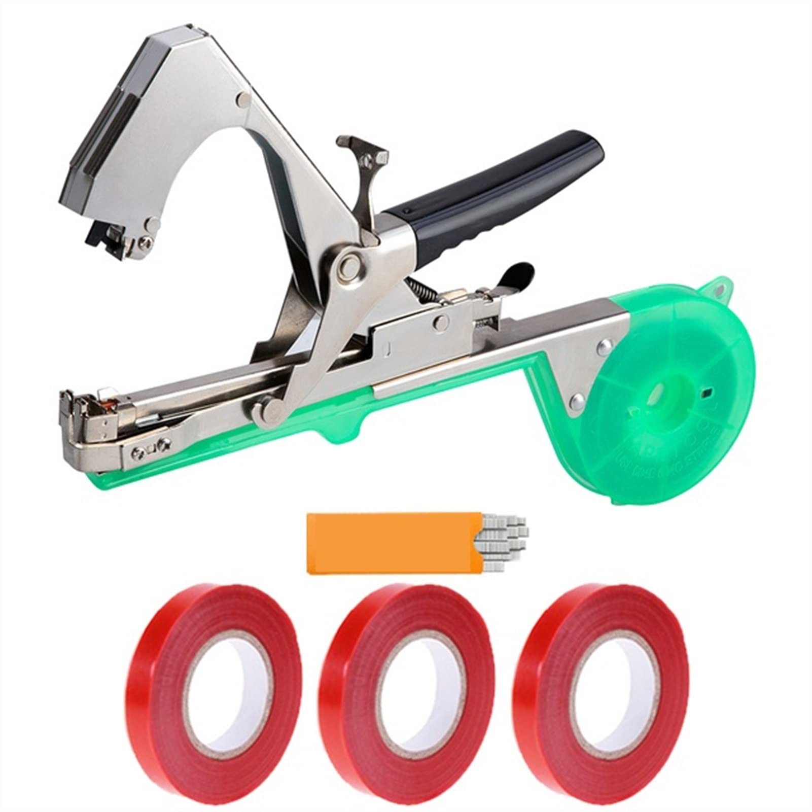 Plant Tying Machine with 10 Rolls Tape Set - Garden Tying Tool for Vegetables, Grapes, Tomatoes, Cucumbers & Flowers (Set 1) | Perfect for Vine Support, Plant Training & Greenhouse Gardening