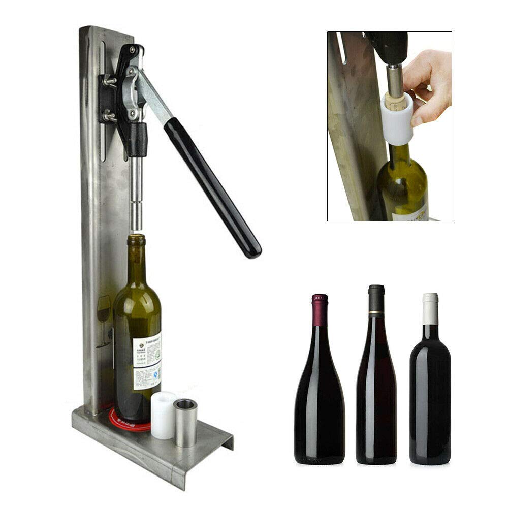 Premium Manual Wine Bottle Corker - Stainless Steel Cork Press Machine with 2 POM Heads for Home Brewing & Winemaking | US Stock | Perfect for DIY Wine Bottling, Home Brew Kits & Small Batch Production