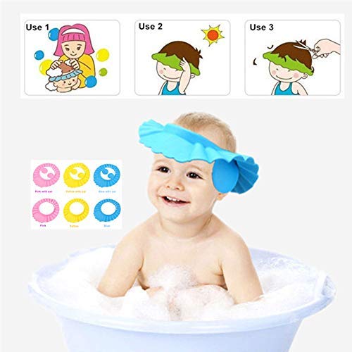 **Dpiszone Adjustable Baby Shower Cap - Soft & Safe Hair Wash Hat for Infants & Toddlers - Waterproof Eye & Ear Protector - Leaves Design - Perfect for Bath Time, Swimming & Sensitive Skin (Multicolor)**