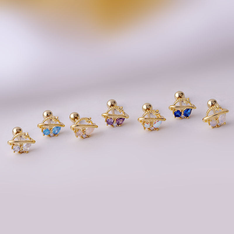 20G Cartilage Tiny Planet Tragus Stud Earrings - Minimalist Celestial Body Jewelry for Women | Perfect for Daily Wear, Parties & Special Occasions | HSPJ663
