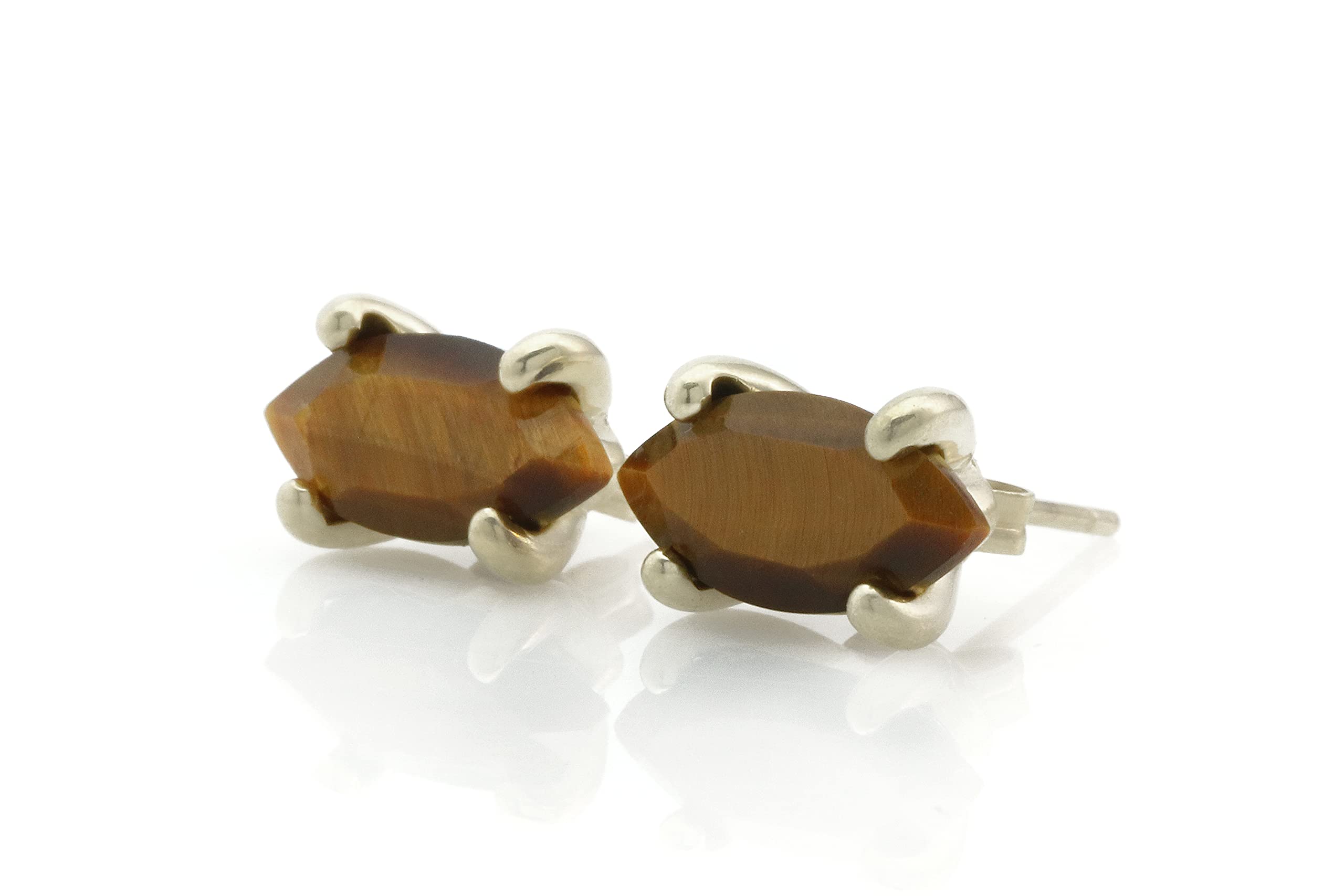 Tiger Eye Stud Earrings for Women - Handmade Gemstone Jewelry - Perfect for Everyday Wear & Gifting