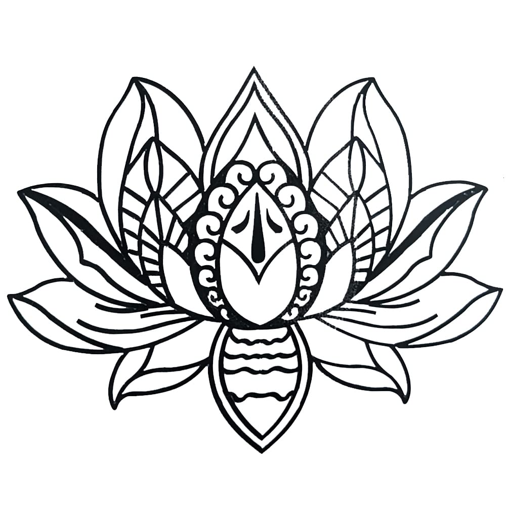 Comet Busters Beautiful Lotus Flower Black Temporary Tattoo Sticker (BJ314) - Perfect for Festivals, Parties & Body Art