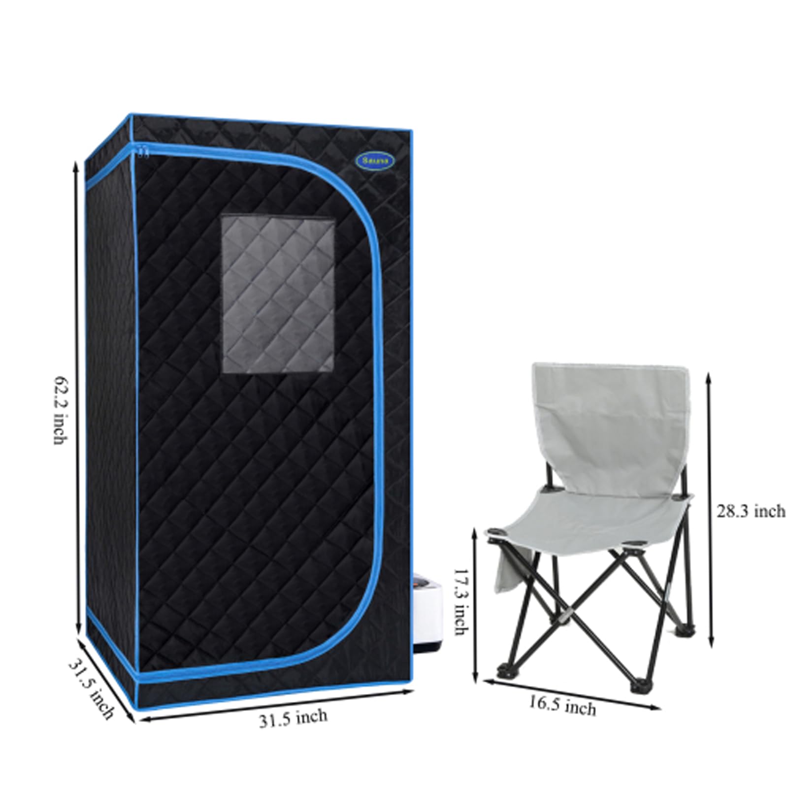 Portable Black Mini Plus Style Steam Sauna Tent for Home Spa - Includes Steam Generator, Remote Control, Foldable Chair & PVC Pipes | Fast Heating, Easy Setup | FCC & UL Certified | Perfect for Relaxation, Detox & Muscle Recovery