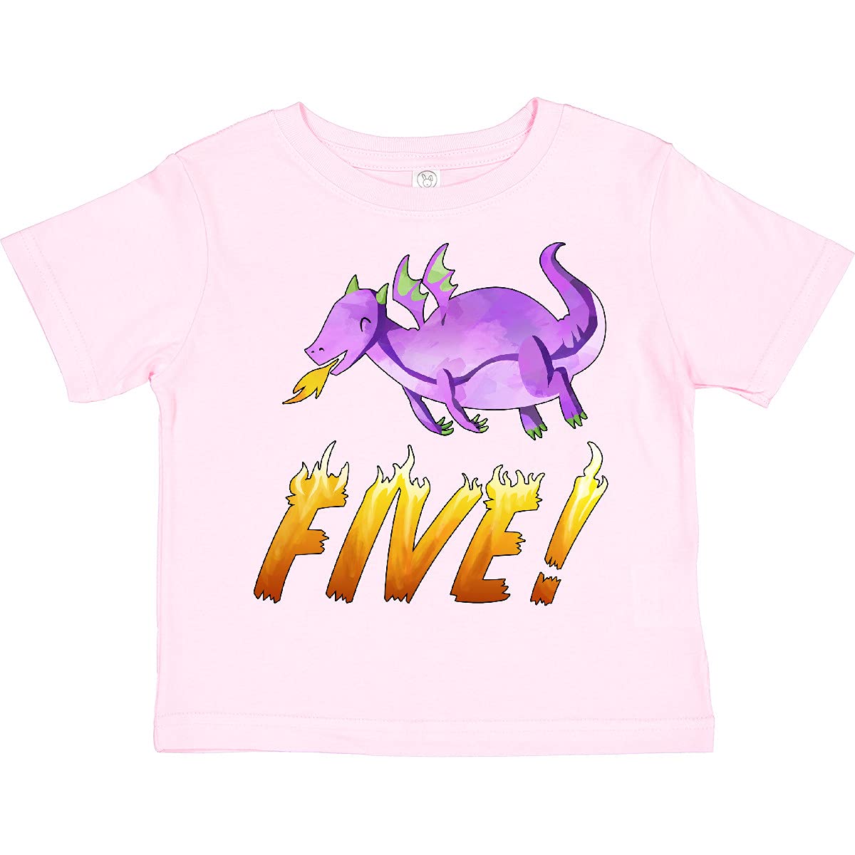 Purple Dragon Toddler T-Shirt - 5th Birthday Fire Breathing Design - Soft Cotton Kids Tee for Birthday Parties & Playdates