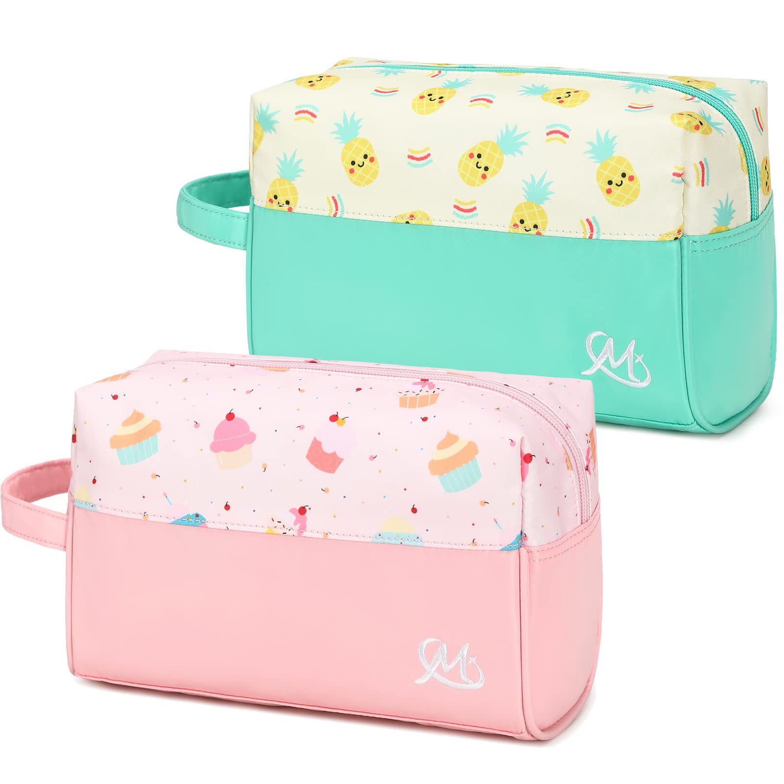 Waterproof Travel Toiletry Bag for Women - 2 Pack Cosmetic Organizer with Handle for Makeup, Brushes, Electronics & Stationery | Perfect for Vacation, Gym, Business Trips & Daily Use