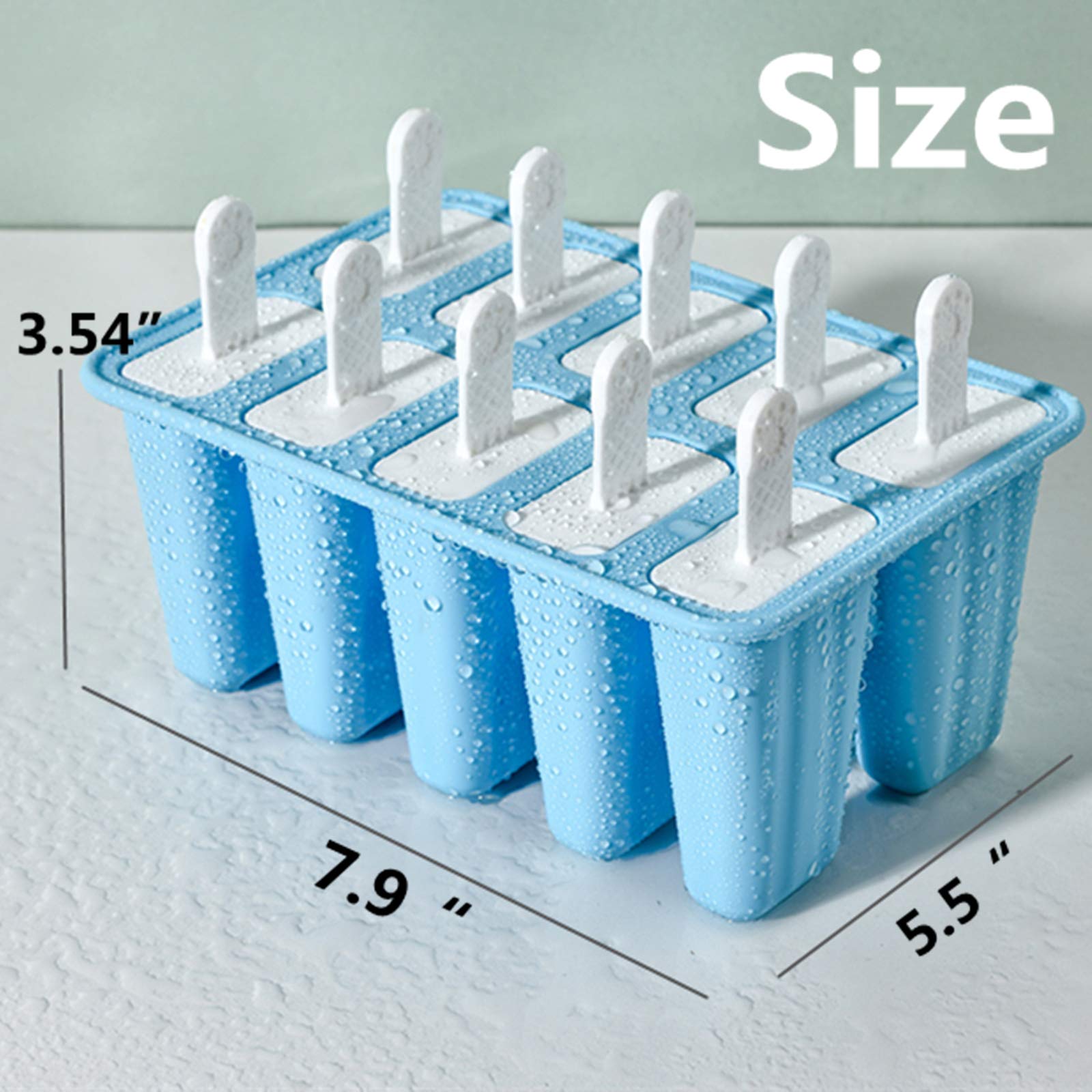 10-Piece Silicone Popsicle Molds BPA-Free with 15 Sticks - Easy Release Ice Pop Makers for Homemade Frozen Treats - Perfect for Summer Snacks, Kids Parties & Healthy Desserts