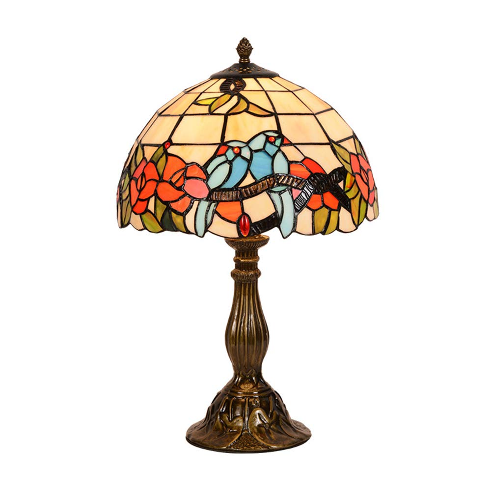 Vintage Tiffany Style Table Lamp - American Classic Desk Lamp with E27 Bulb, 110V-220V for Home Office, Bedroom & Living Room Decor