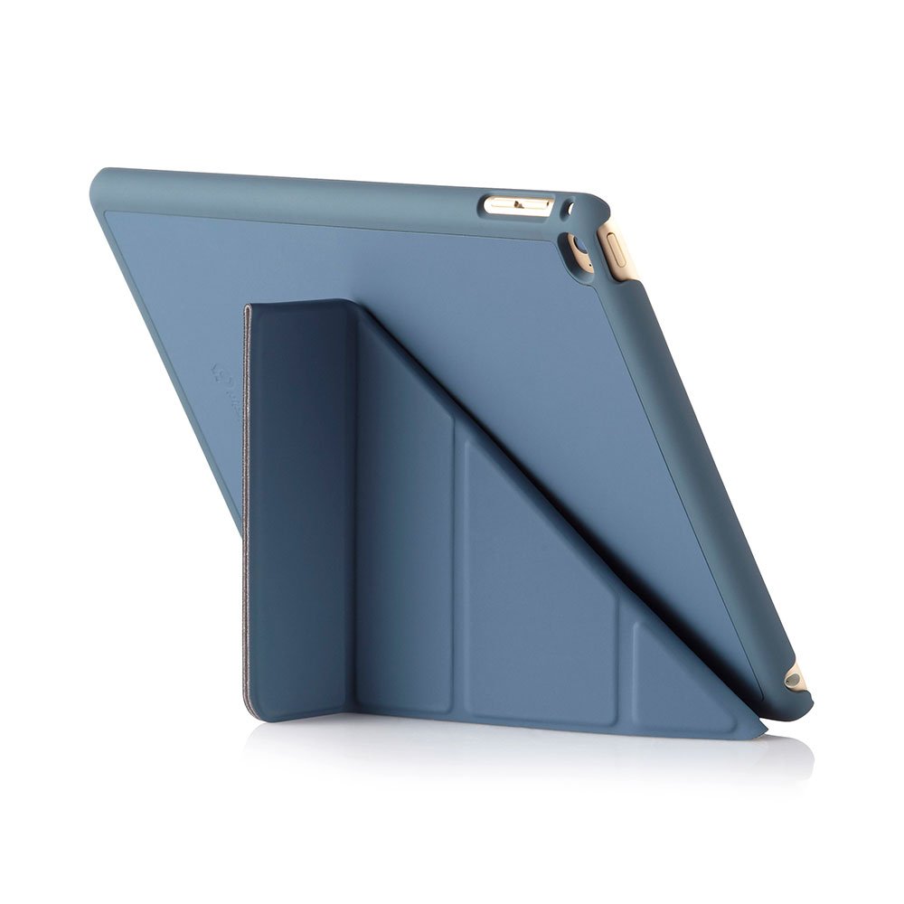 Pipetto Origami iPad Case for Air 2 - 5-in-1 Stand with Auto Sleep/Wake Function - Navy Blue Protective Cover for Work, Travel & Home Use
