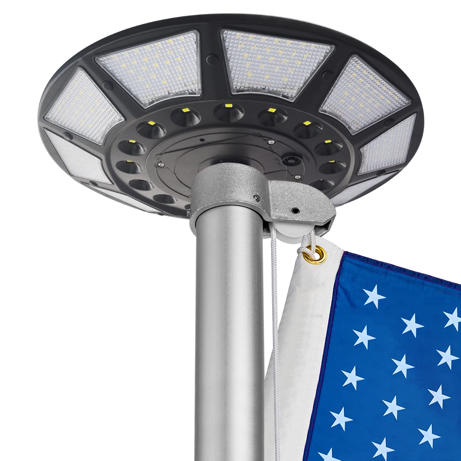 Solar Flag Pole Light Outdoor - 266 LED Super Bright 4200lm Dusk to Dawn Flagpole Light for 15-25 Ft In-Ground Flag Poles (Black) - Perfect for Patriotic Displays, Garden Decor & Nighttime Flag Illumination