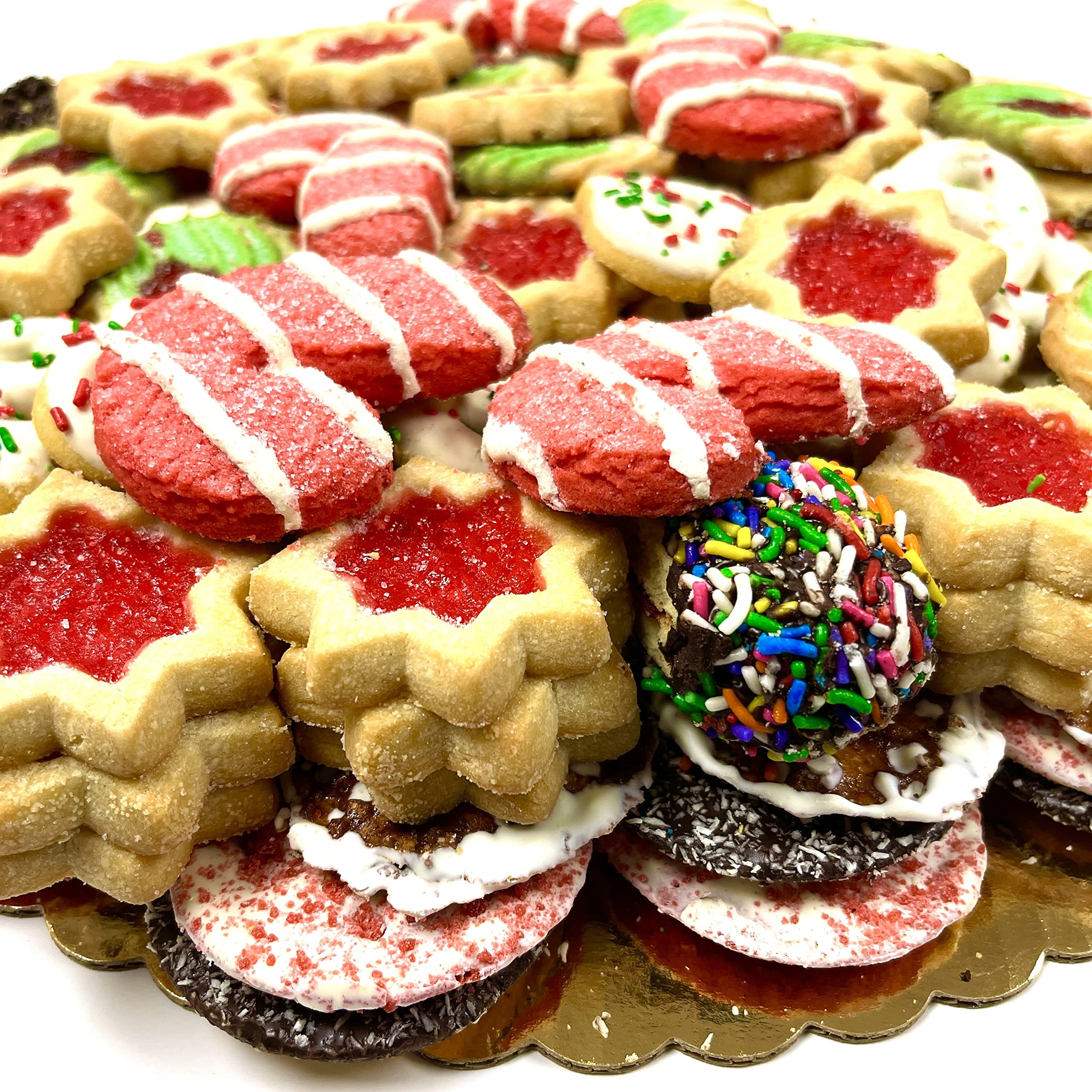 5 lb. Gourmet Christmas Cookies Platter - 125+ Assorted Holiday Cookies for Gifting | Perfect Christmas Gift Basket for Him & Her | Holiday Party, Office Treats & Festive Celebrations