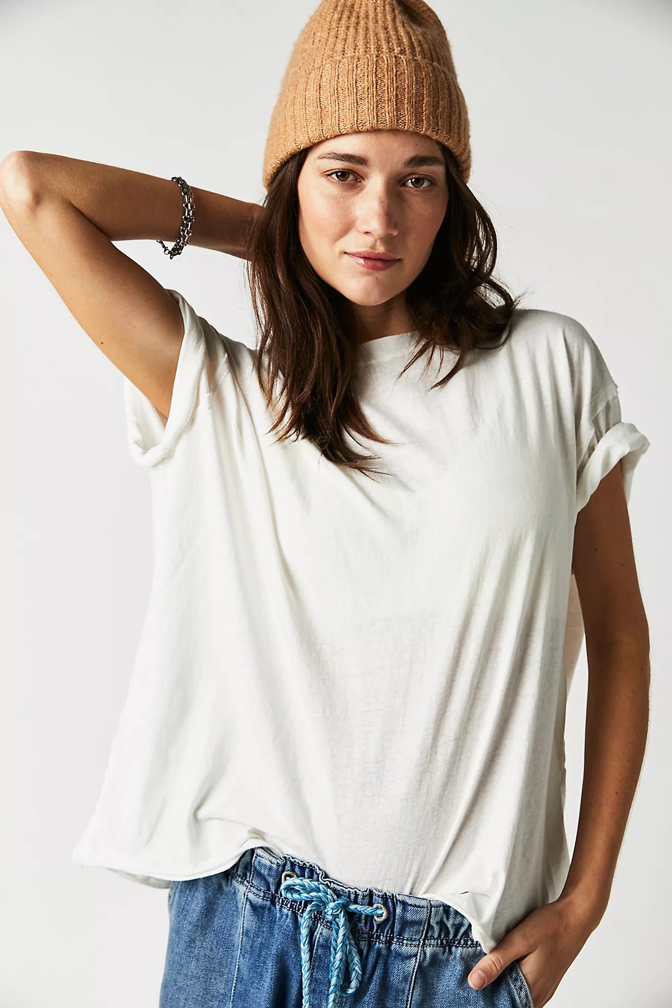 Free People Nina Tee - Women's Boho Floral Print Short Sleeve T-Shirt for Casual Wear & Summer Outfits