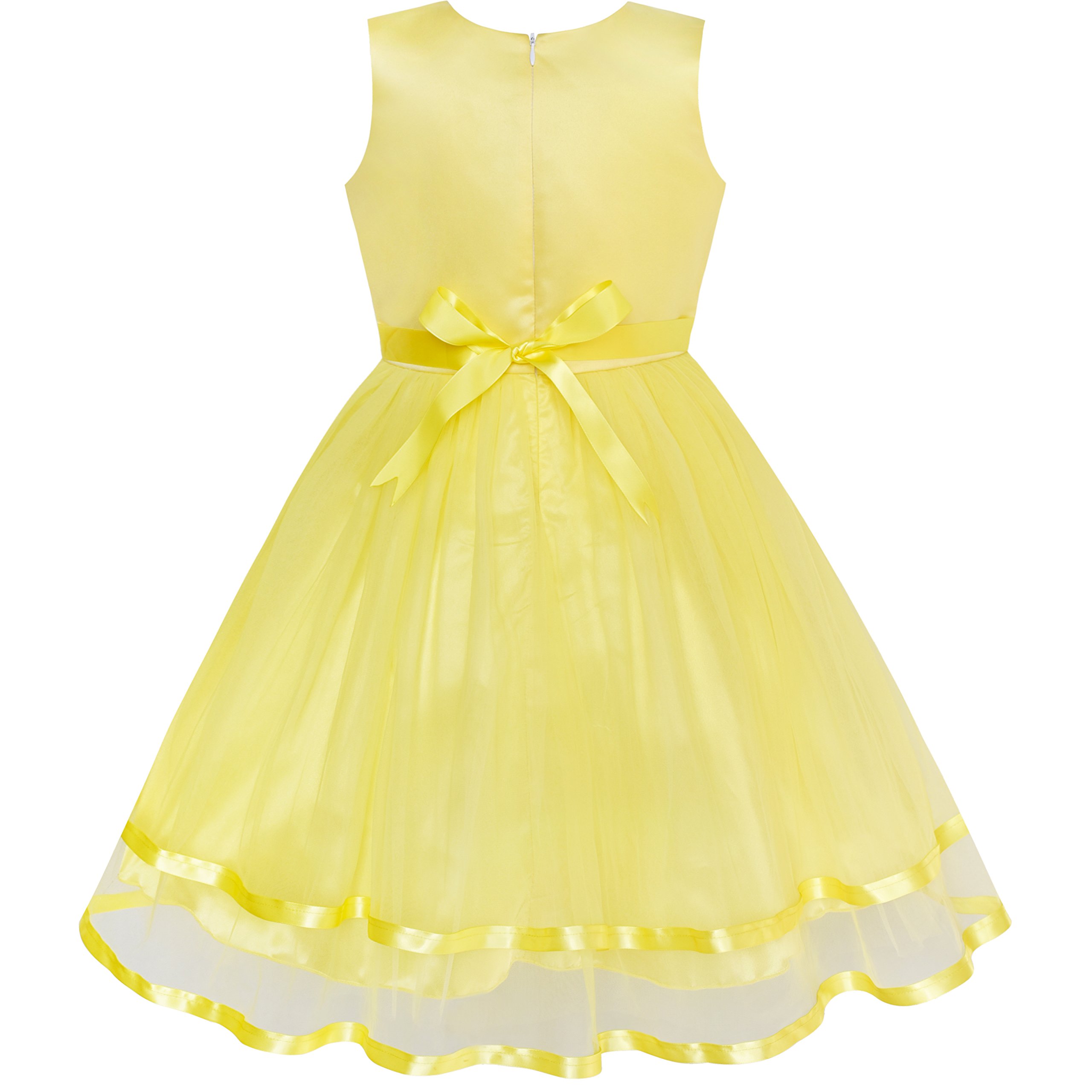 Sunny Fashion Floral Flower Girls Dress with Blue Belt - Wedding Party Bridesmaid Dress Size 4-12 for Special Occasions & Photo Shoots