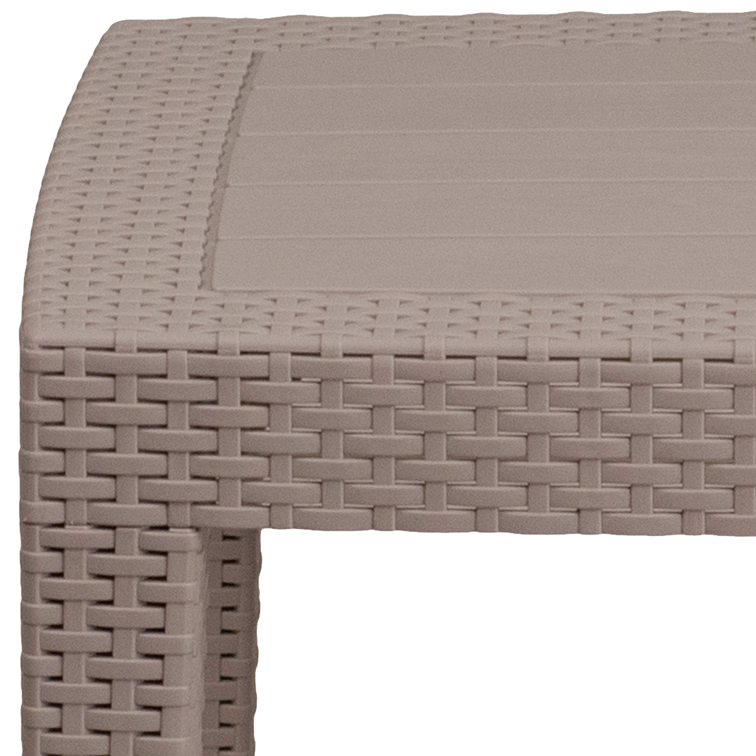 Emma & Oliver Light Gray Faux Rattan Coffee Table - Modern Woven End Table for Living Room, Patio & Outdoor Decor