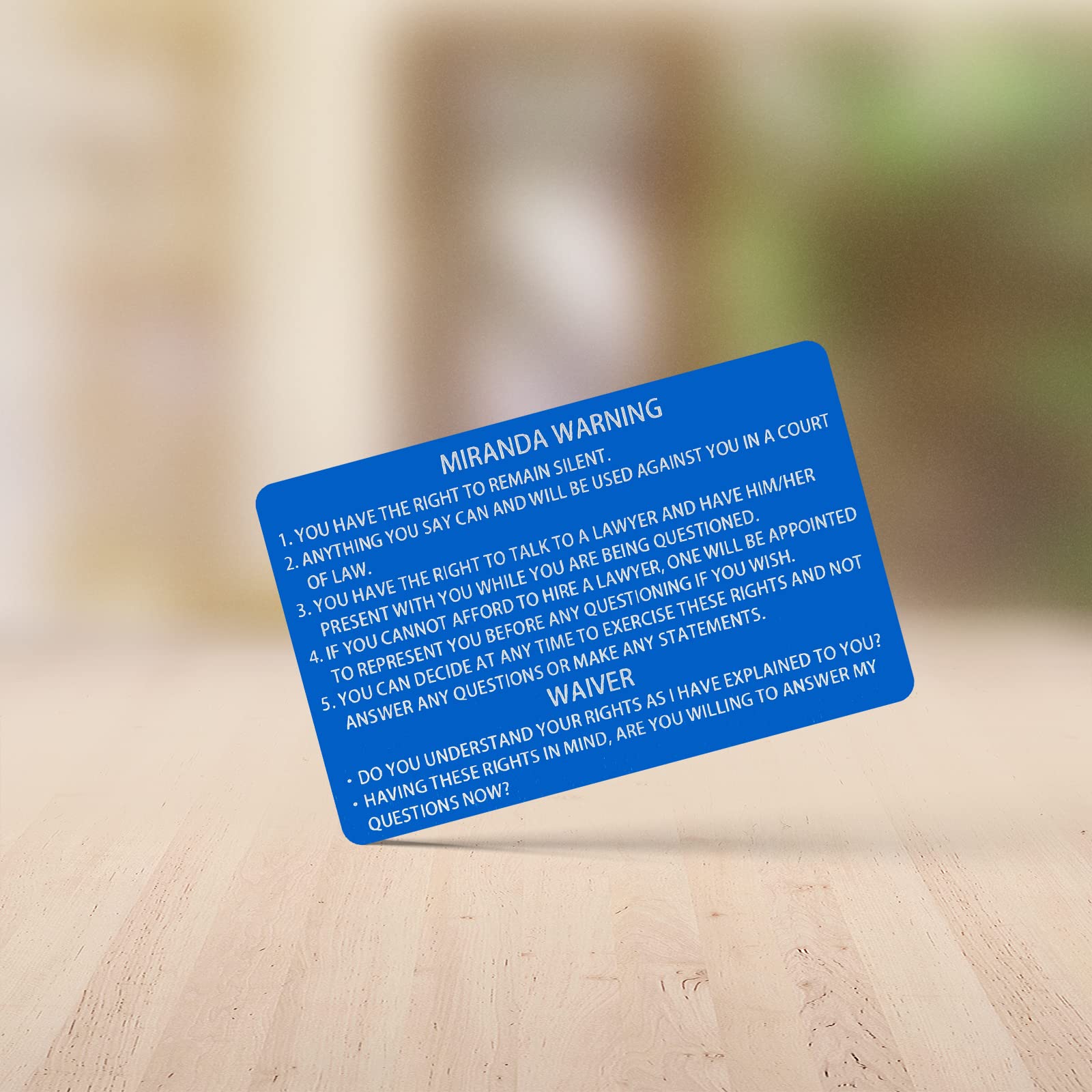 5 PCS Blue Metal Miranda Warning Card with American Flag - Laser Engraved Law Enforcement Insert Card - Perfect for Police Officers, Lawyers & Collectors (Gift Idea for Legal Professionals & Patriotic Decor)