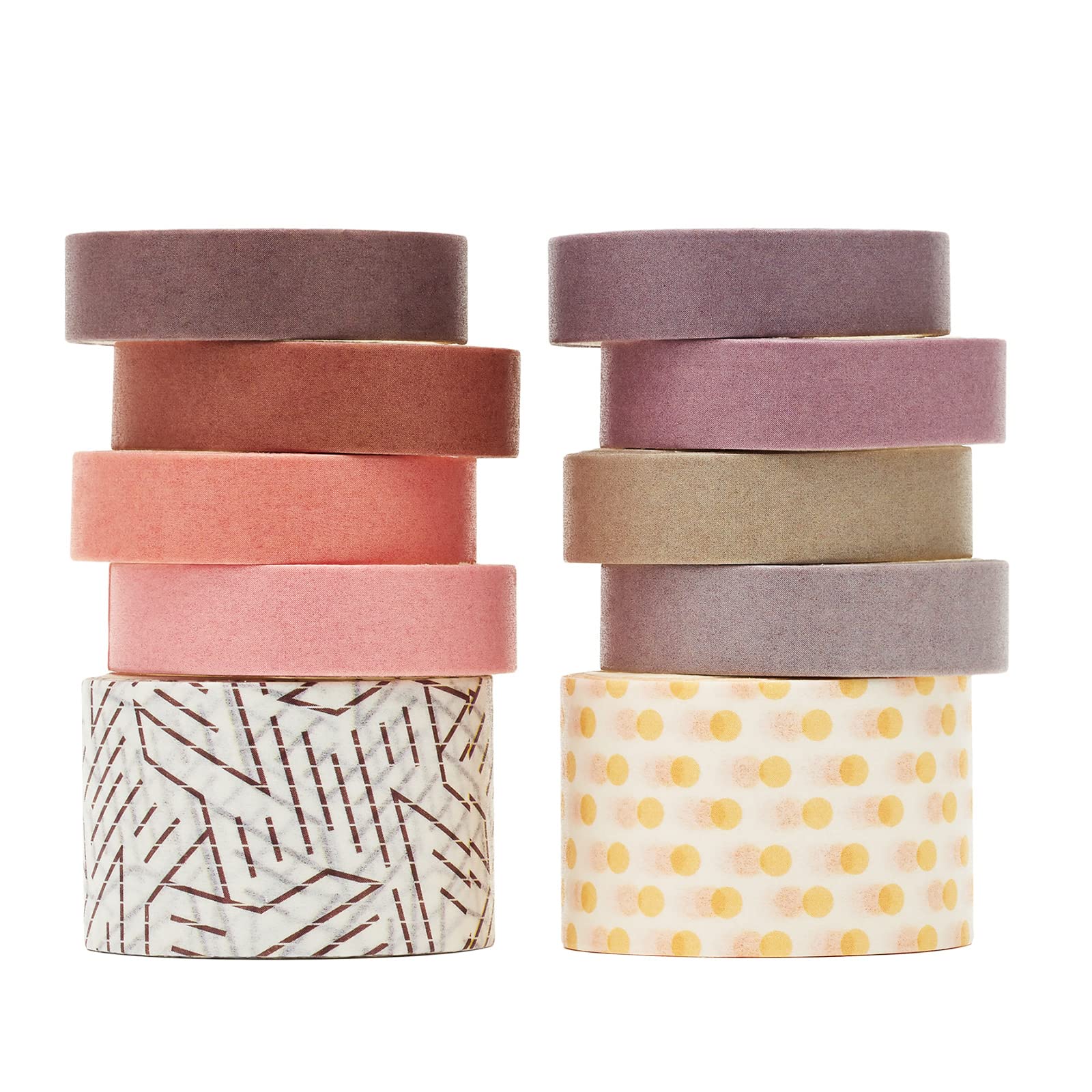 10 Rolls Washi Tape Set - Decorative Masking Paper Tapes for Arts & Crafts, DIY Projects, Journals, Planners, Scrapbooking - Perfect for Gift Wrapping, Home Decor and Creative Design - Antibes in The Morning Pattern (2m/6.5ft per Roll)
