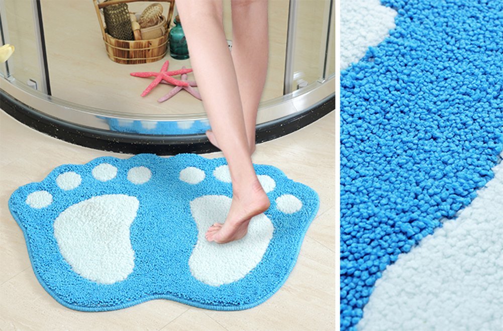Non-Slip Microfiber Bathroom Rug Mat - Super Absorbent Bath Mat with Big Feet for Shower, Tub & Toilet - Soft Doormat for Bathroom Floor (Light Blue, 16x24 Inches) | Perfect for Wet Areas & High-Traffic Spaces