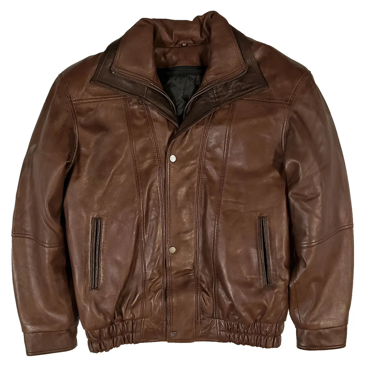 BOL Men's Double Collar Genuine Leather Bomber Jacket - Stylish Vintage Aviator Coat for Casual Wear & Night Out
