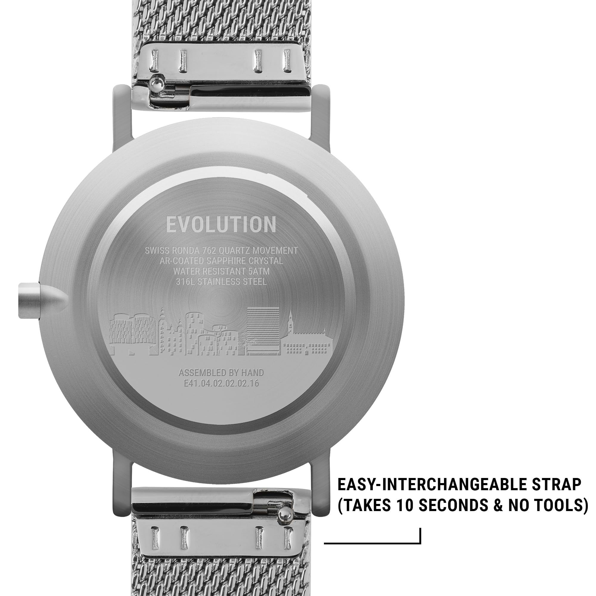 Larsen & Eriksen Evolution Men's Minimalist Analog Quartz Watch - 45mm Silver Case - 5ATM Water Resistant - Swiss Made Danish Design Handcrafted Wristwatch for Business, Casual & Formal Occasions