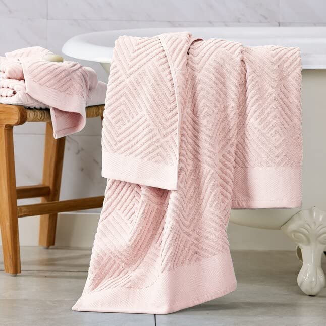 Premium 100% Cotton Bath Towels Set - Ultra Soft, Quick Dry & Highly Absorbent Textured Towels 27x54 Inches (4 Pack) for Spa, Gym, Beach & Luxury Bathroom Use