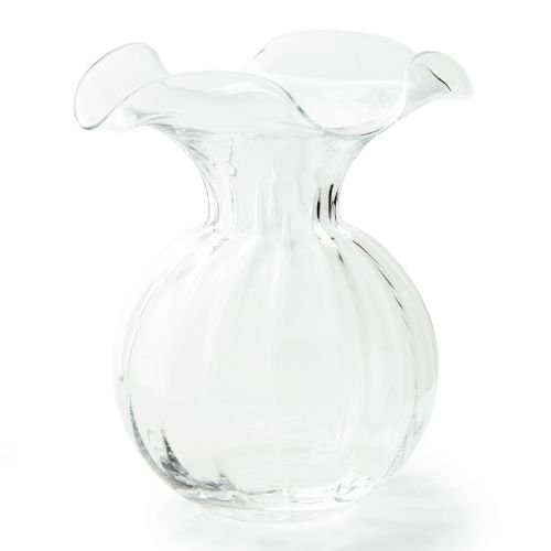 Vietri Hibiscus Glass Clear Large Fluted Vase - 10
