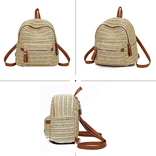 ZLM Handwoven Straw Backpack for Women - Bohemian Beach Purse for Casual Holidays