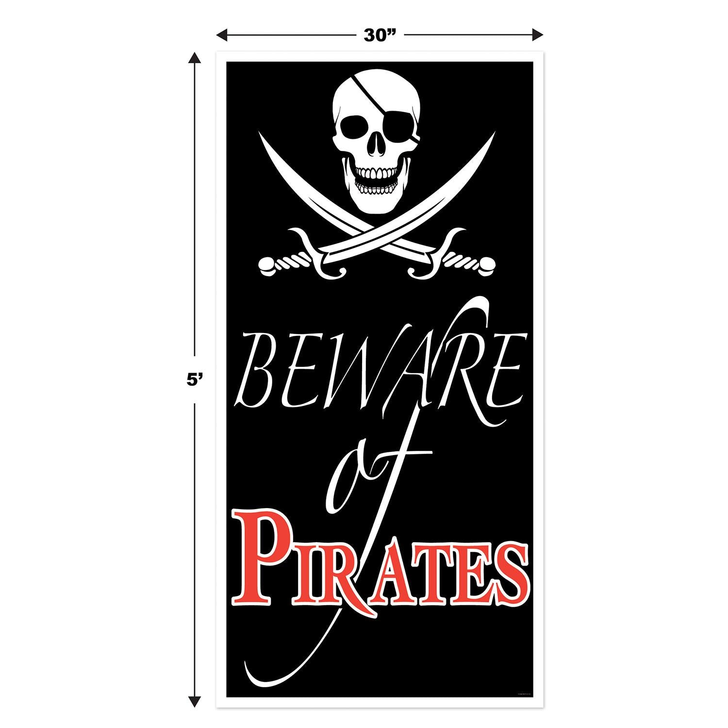 12 Pack Beistle Beware Of Pirates Party Door Cover - Halloween & Pirate Themed Party Decorations for Kids & Adults - Perfect for Birthday, Halloween, and Themed Events