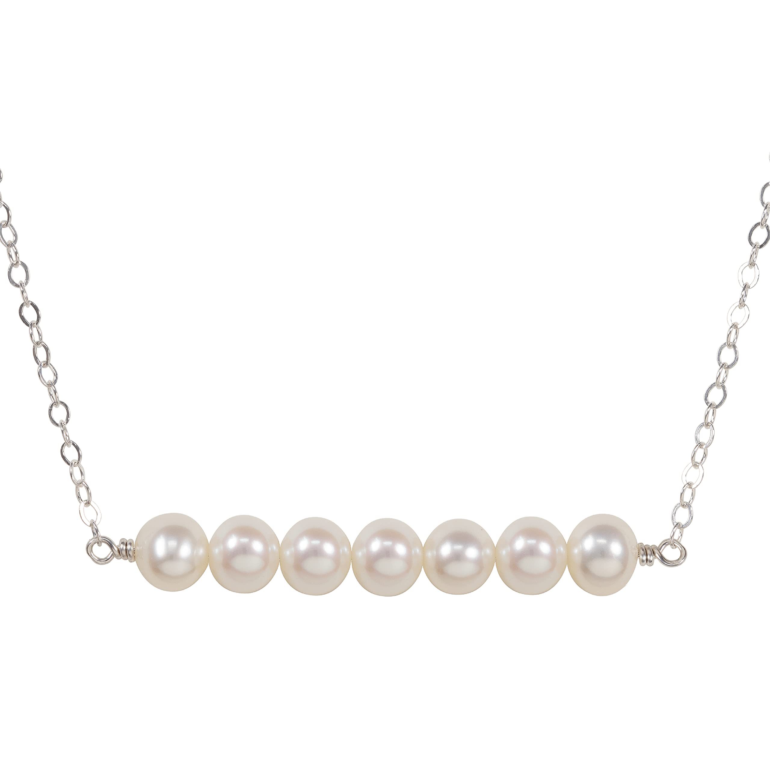 70th Birthday Gifts for Women - Sterling Silver 7 Freshwater Pearl Bar Necklace Jewelry | Elegant 70 Years Old Birthday Present for Her | Perfect for Milestone Celebrations, Anniversary & Special Occasions