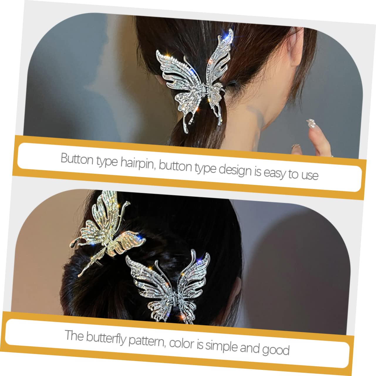 Elegant Rhinestone Butterfly Hair Clips for Women - Party & Wedding Accessories