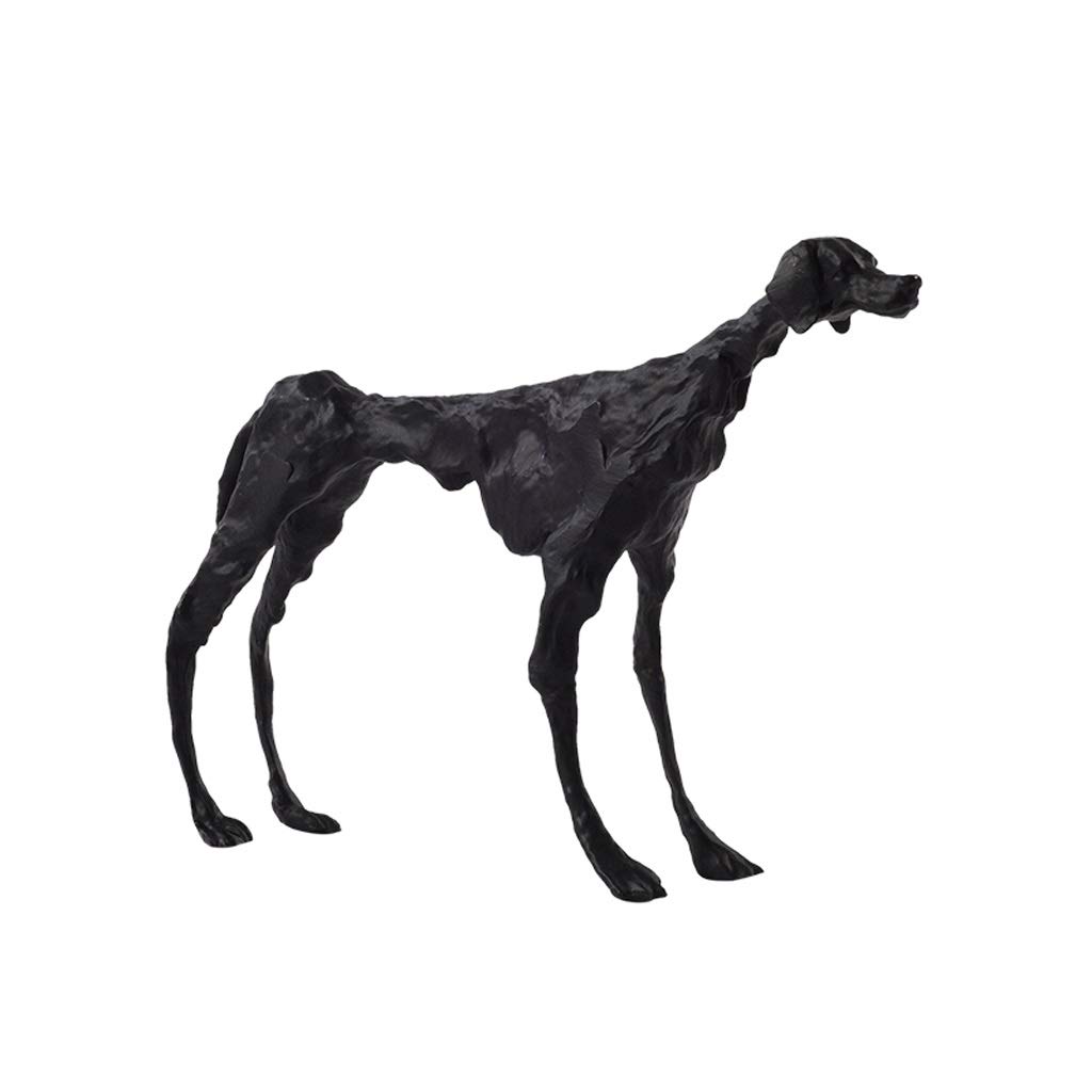 Modern Abstract Black Dog Cast Iron Sculpture - Minimalist Luxury Home & Office Decor Statue - Handcrafted Animal Figurine for Living Room, Bookshelf, or Desk Display (Black)