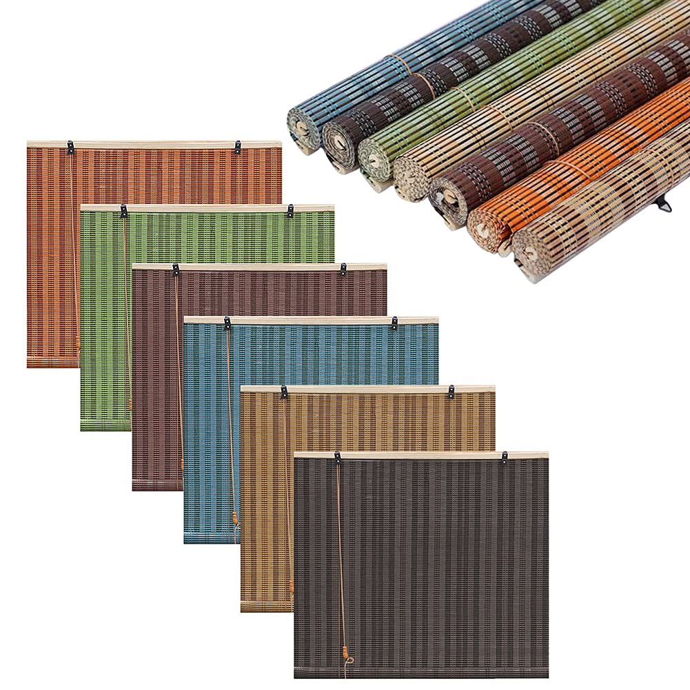 XYNH Natural Bamboo Roll Up Window Blinds - Hand-Woven Bamboo Shades for Indoor & Outdoor Use - Easy Installation Custom Width 50-140cm - Perfect for Patio, Living Room, Bedroom and Office Sun Protection