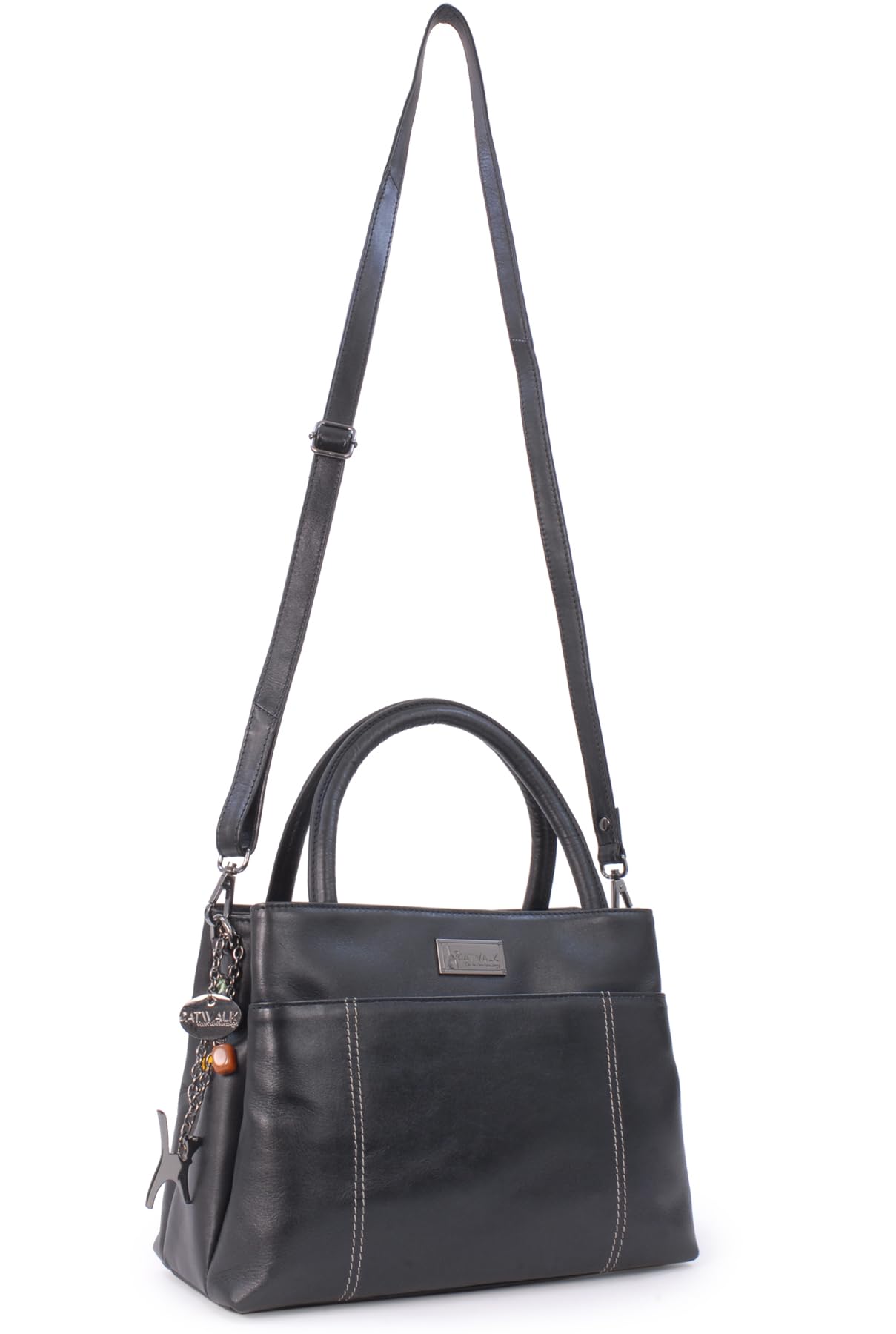 Catwalk Collection Women's Leather Shoulder Bag - Medium Tote with Adjustable Crossbody Strap in Rosaline - Stylish Purse for Work, Travel & Everyday Use