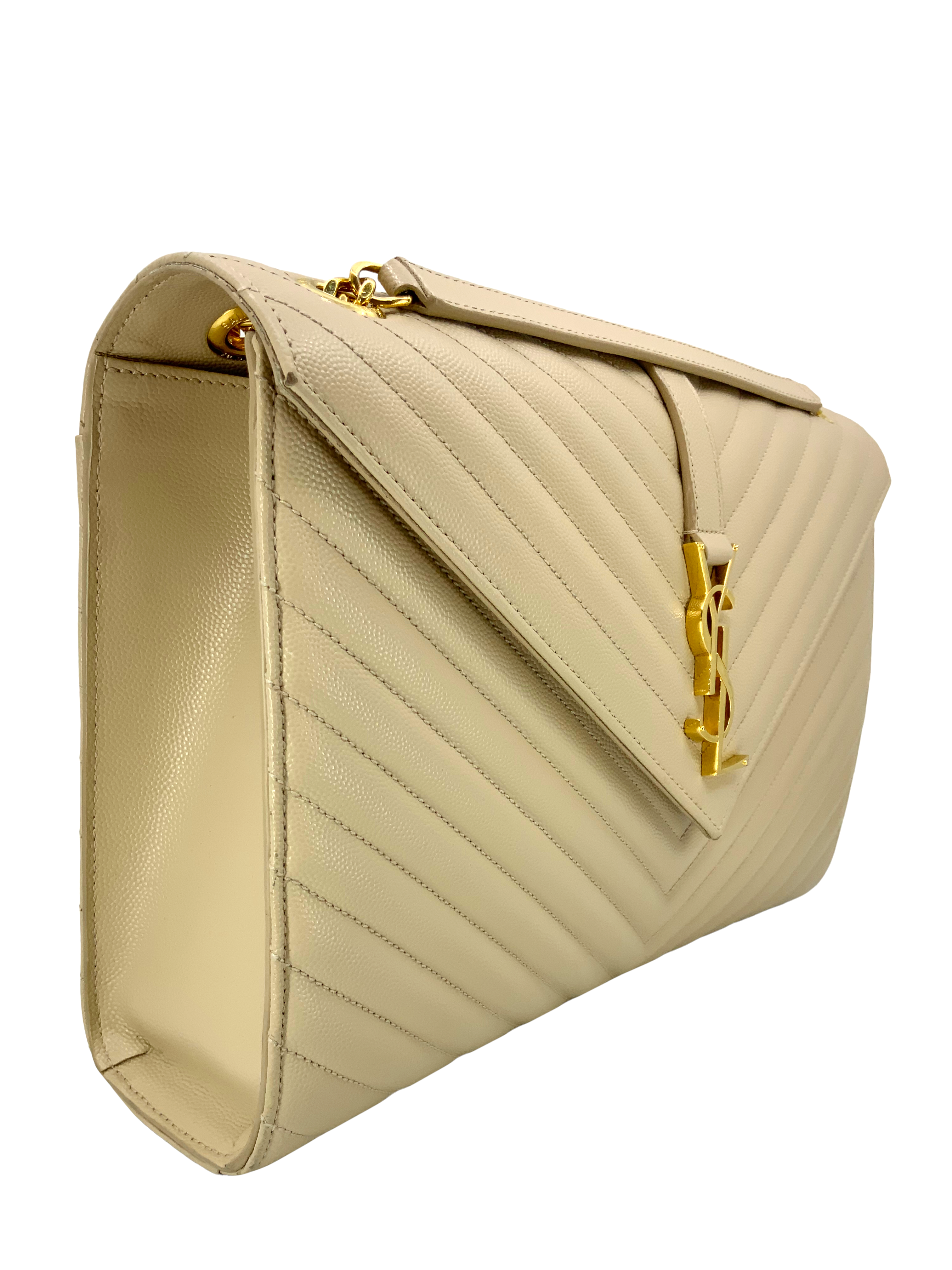 Saint Laurent Matelassé Large Monogram Envelope Flap Bag - Luxury Designer Crossbody Purse for Women, Perfect for Evening Parties & Date Nights