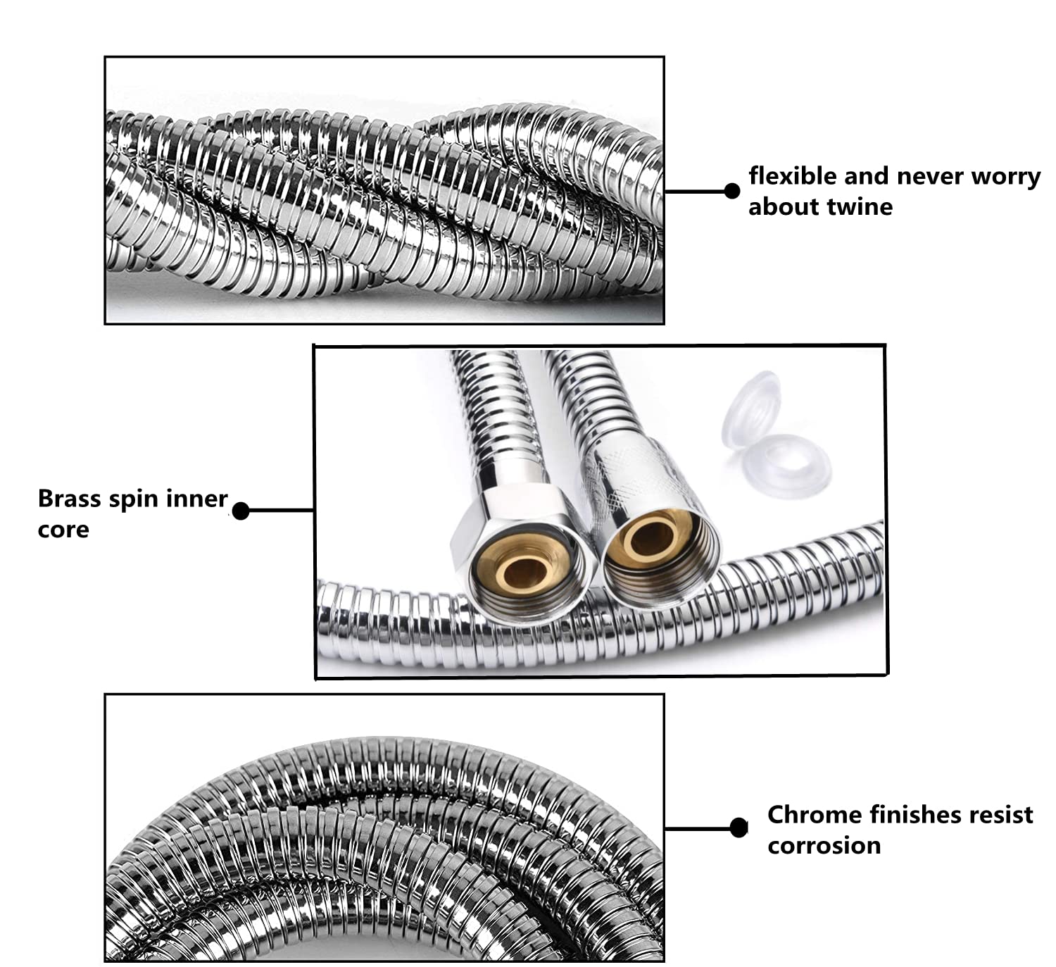 Premium Stainless Steel Shower Hose 1m - Universal G1/2 Inch with Twist Protection for Bathroom & Spa